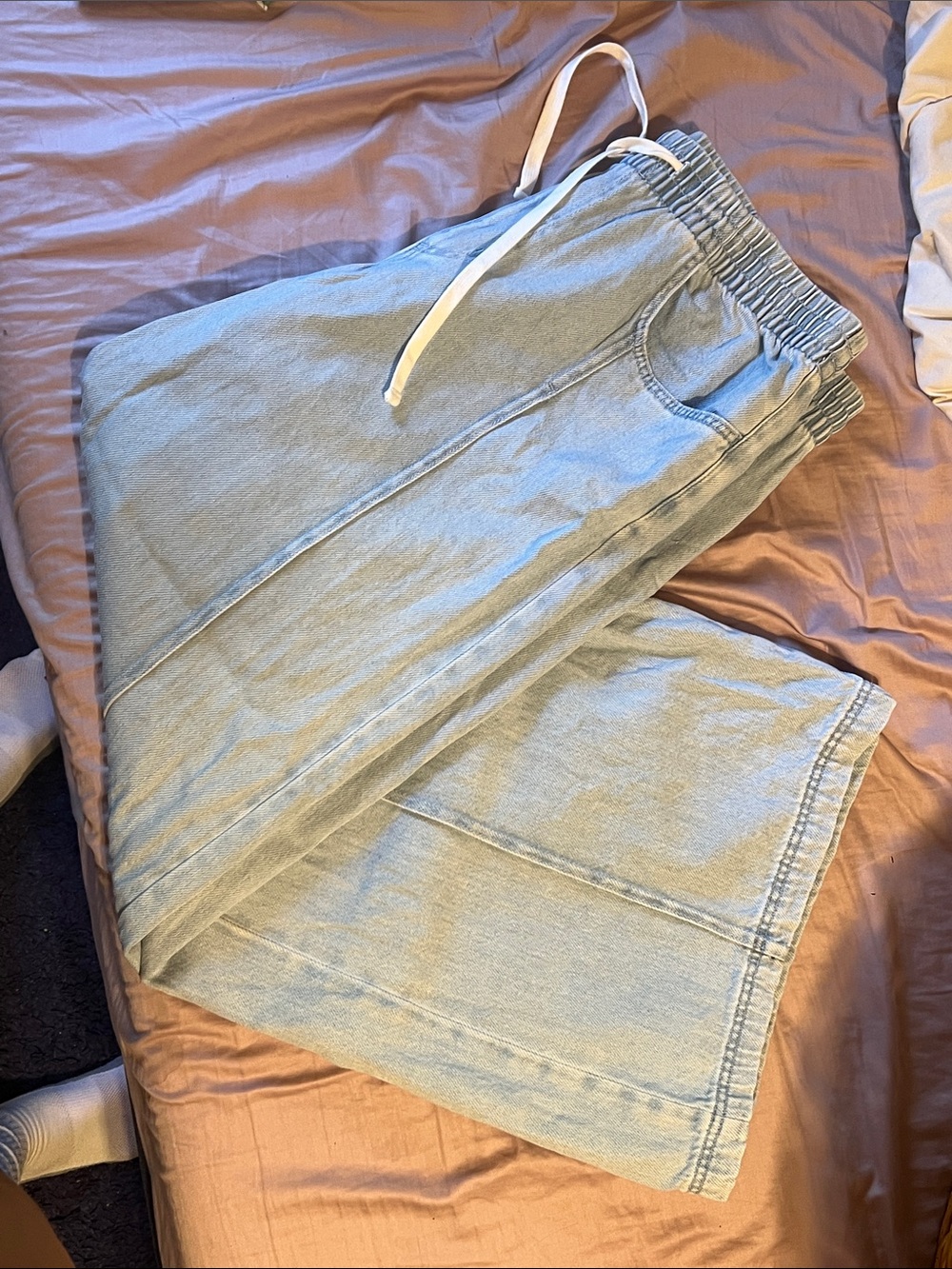 Universal Thread Light Blue Elastic Waist Denim Joggers